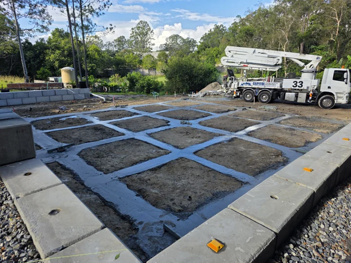 Concrete footings and hold-down bolts at Mount Nathan